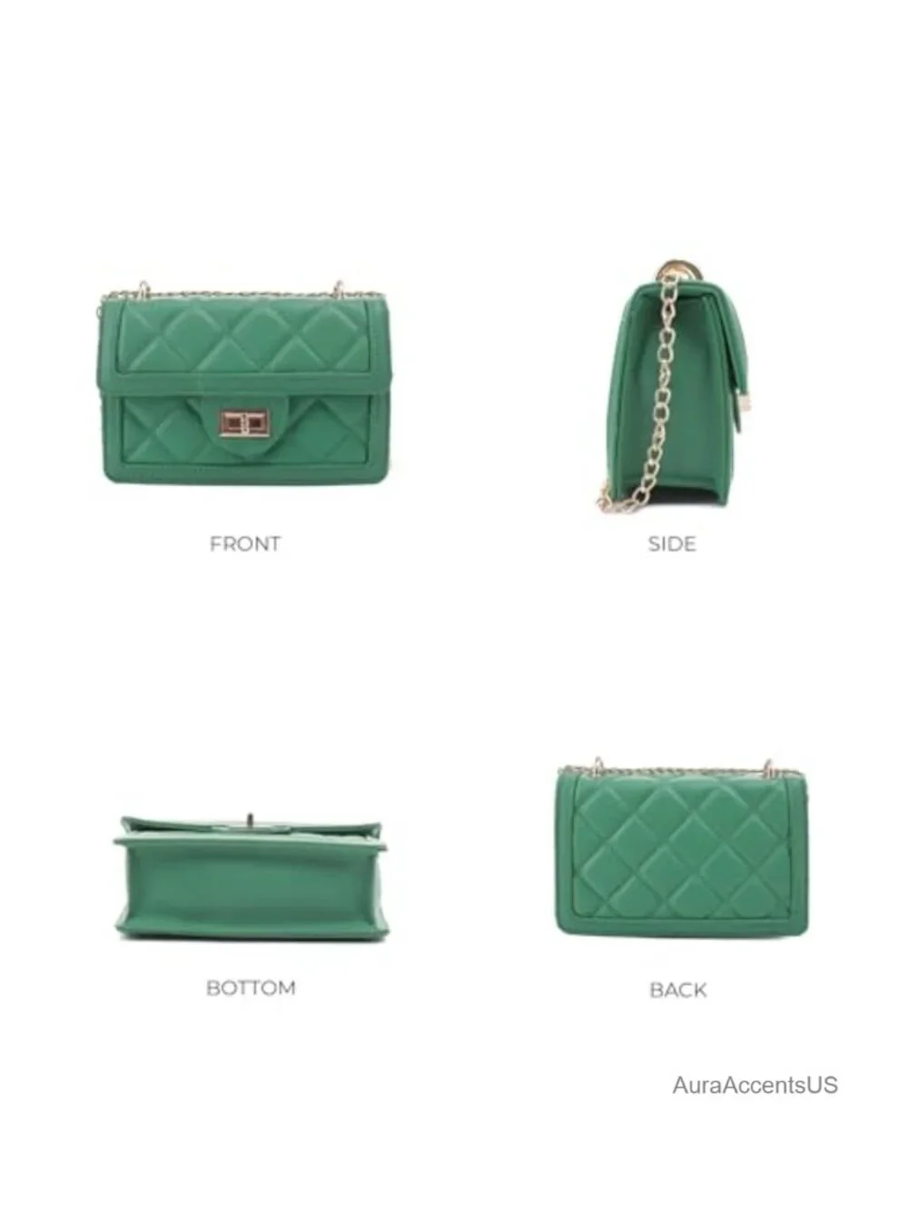 Quilted Faux Leather Crossbody Bag with Chain Strap | Small Purse